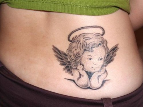 Baby Angel Tattoo On Lowerback